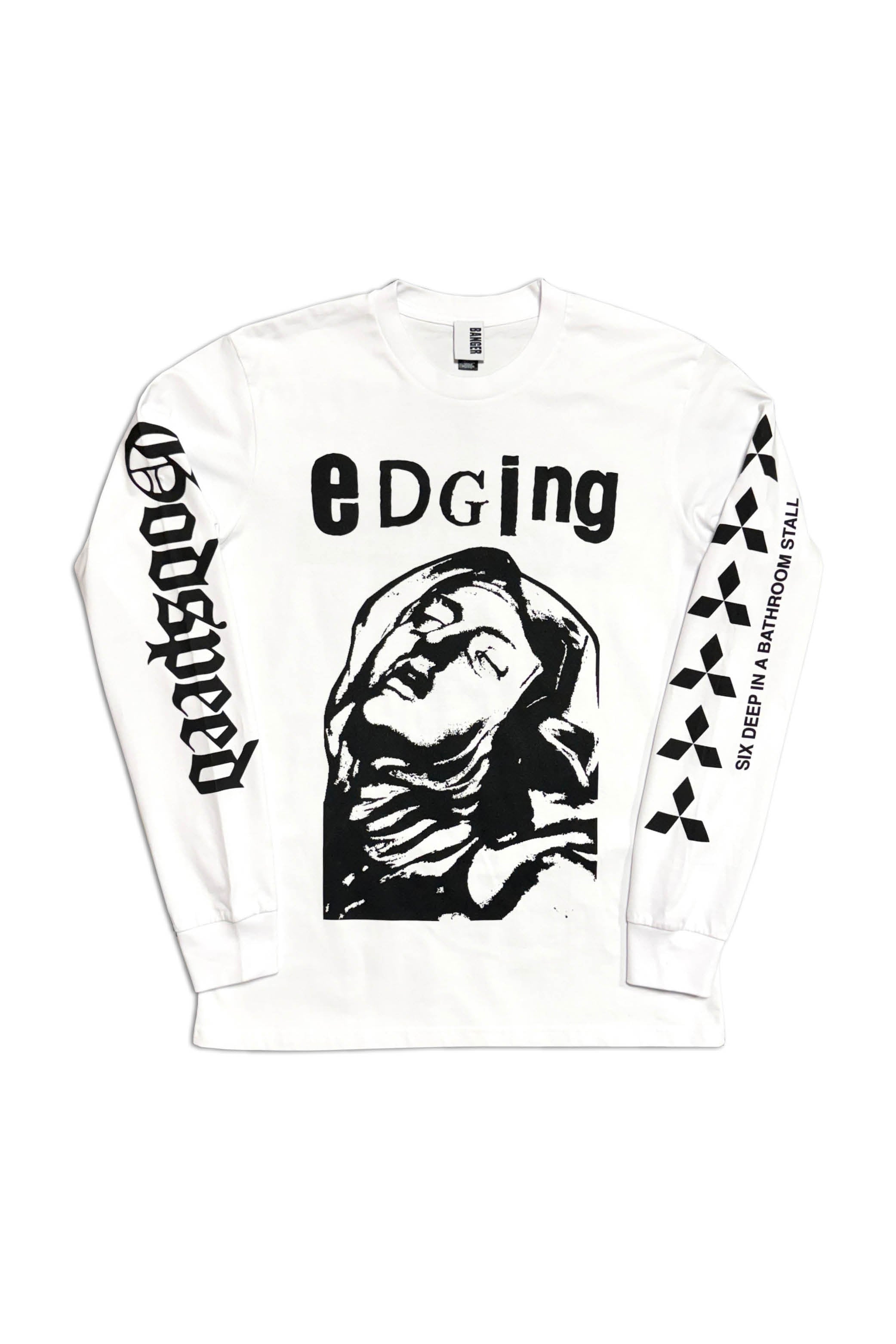 THE BLESSED MADONNA EDGING LONG SLEEVE T-SHIRT WHITE