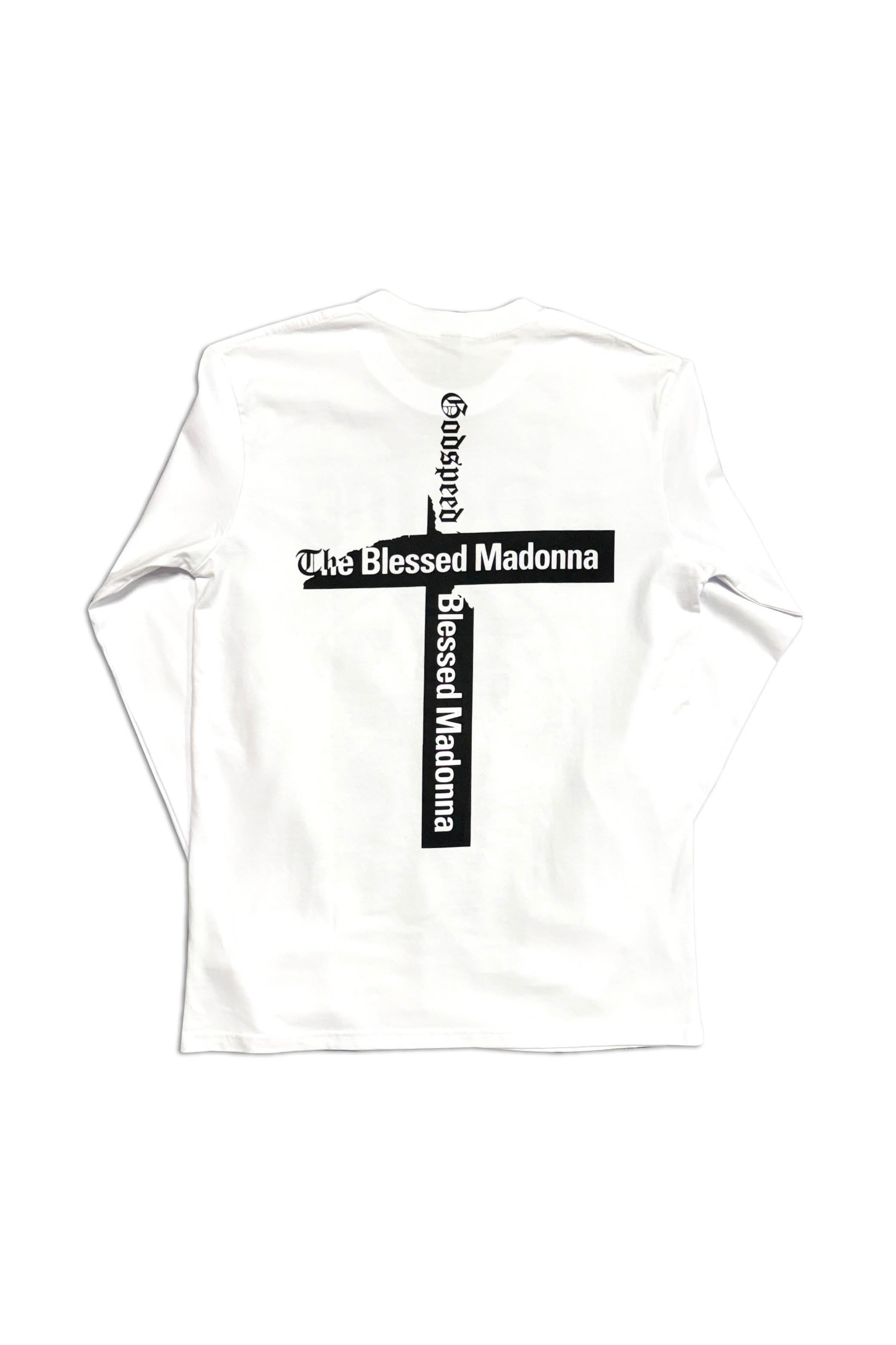 THE BLESSED MADONNA EDGING LONG SLEEVE T-SHIRT WHITE